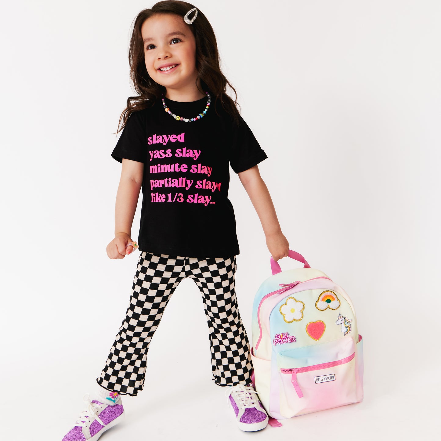 Small Patched Customizable Backpack- Hazy Rainbow