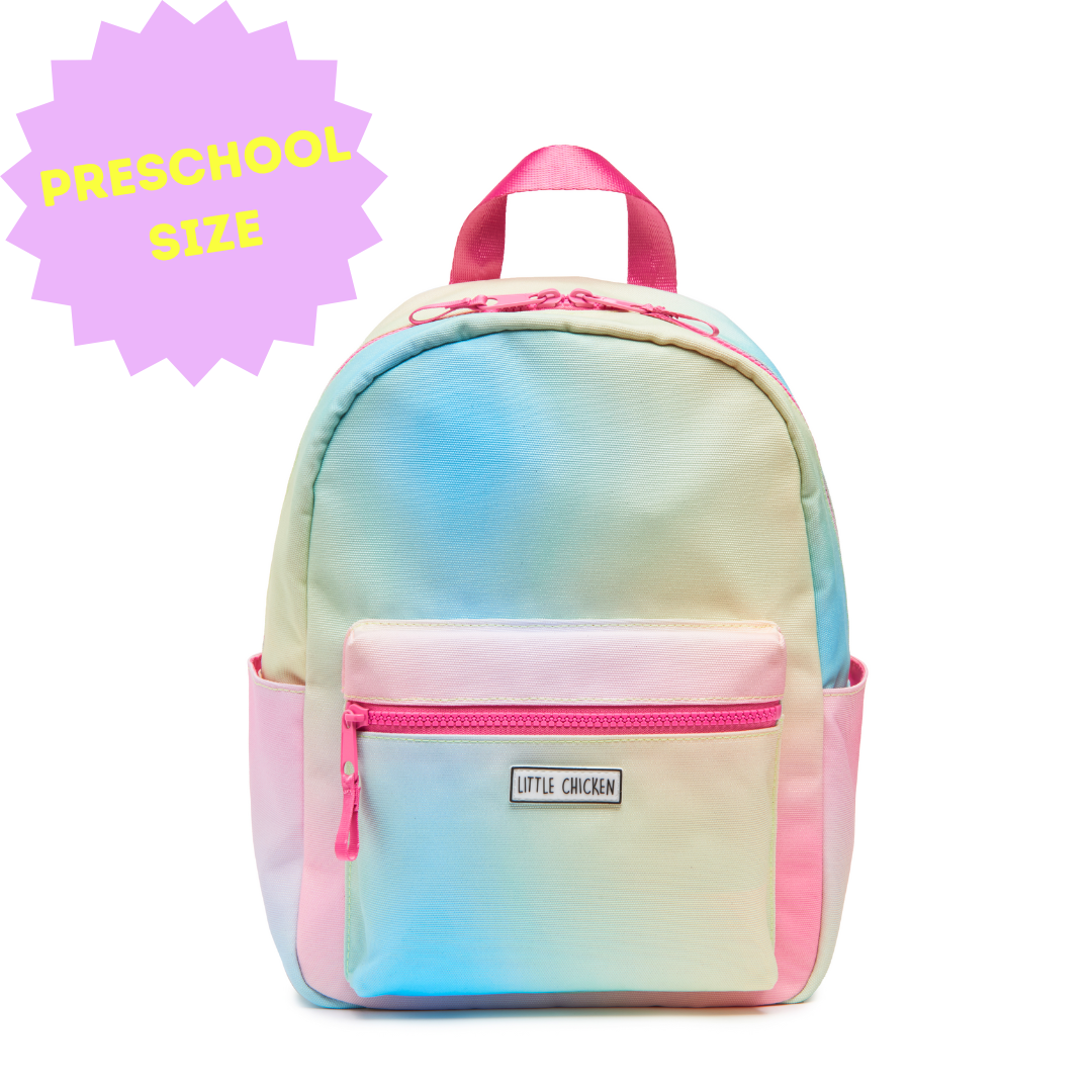 Small Patched Customizable Backpack- Hazy Rainbow
