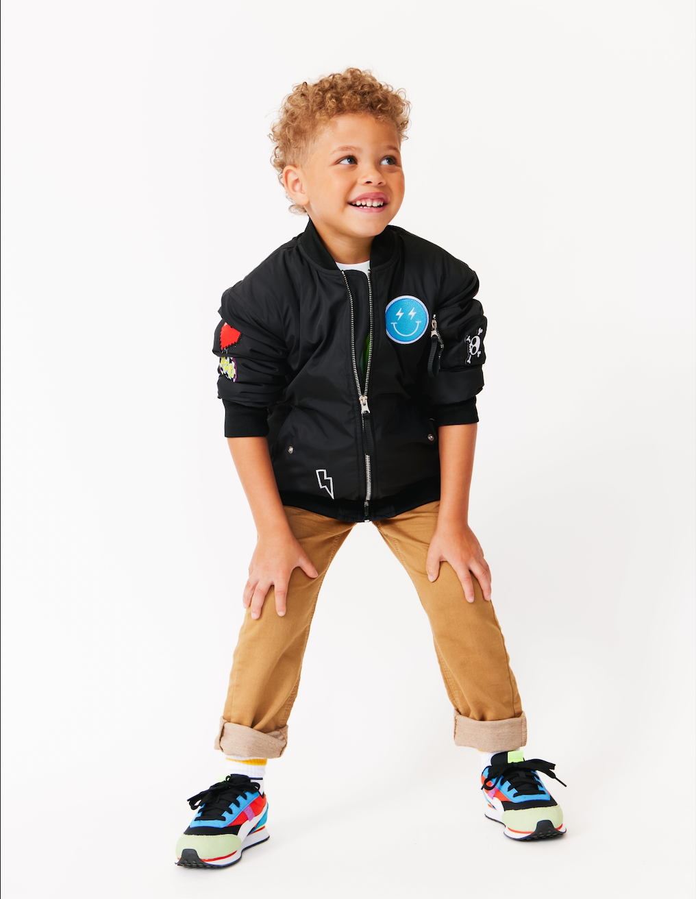 Black Patched Nylon Bomber - SHIPS THE NEXT DAY!