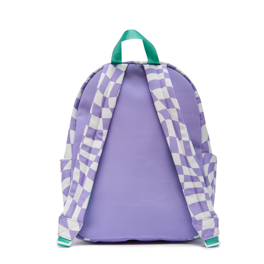 Customizable Backpack With Patches- Purple Checkered