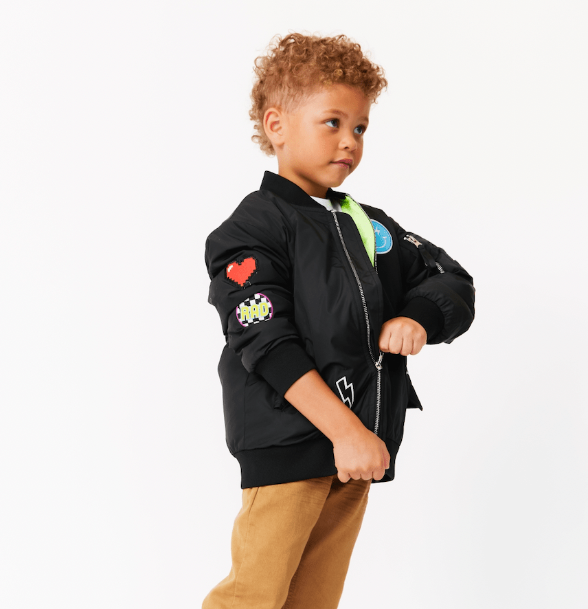 Black Patched Nylon Bomber - SHIPS THE NEXT DAY!