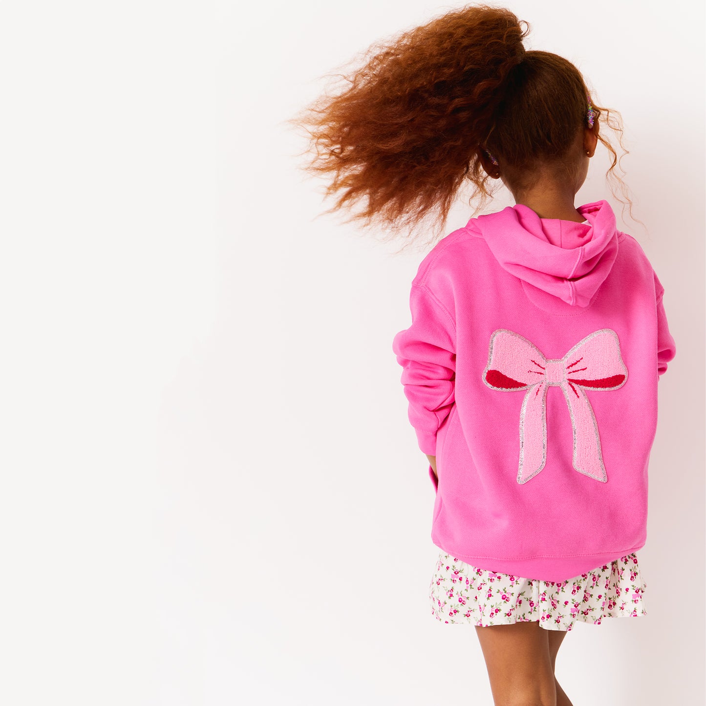 EMBROIDERED INITIAL HOODIE SWEATSHIRT -Pink