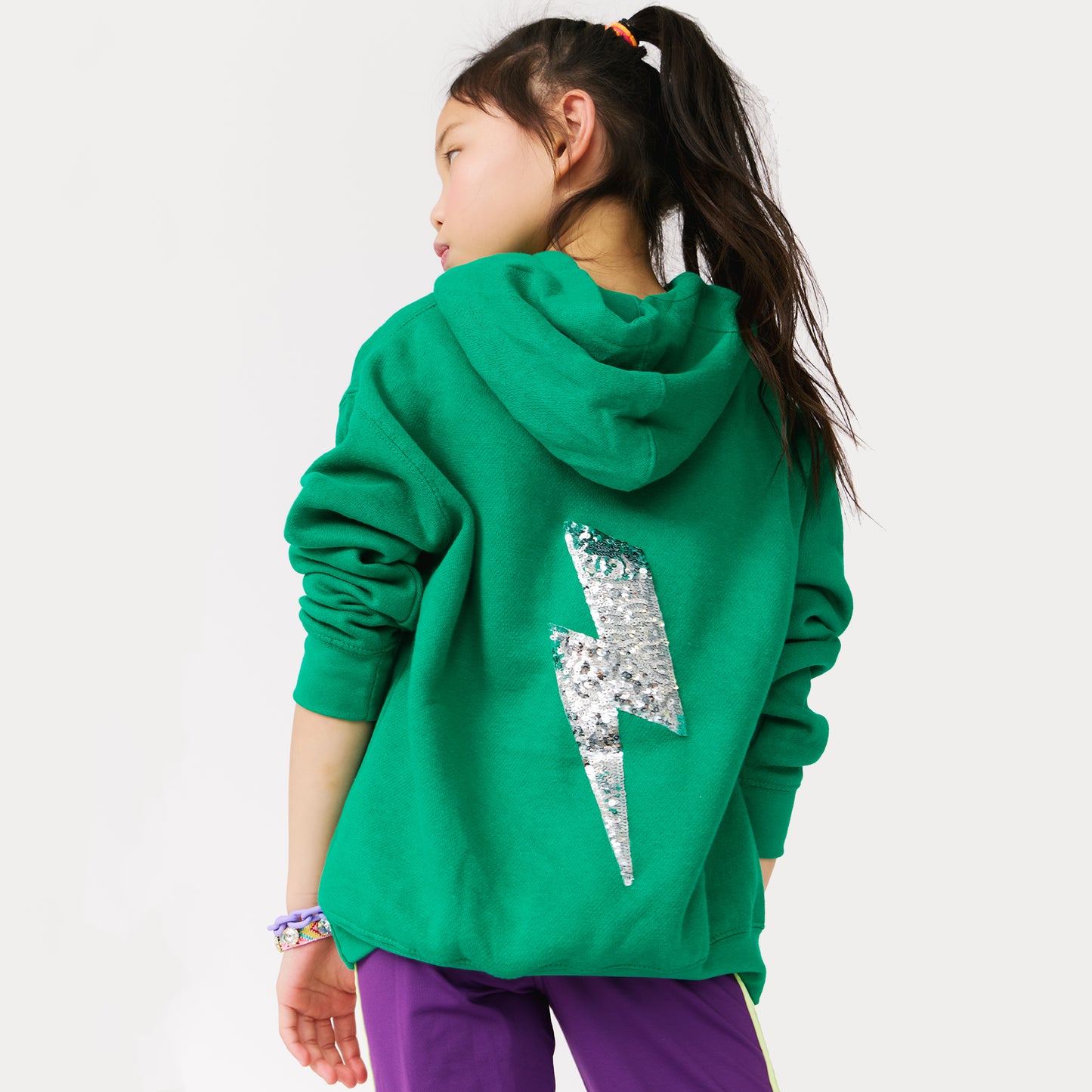 EMBROIDERED INITIAL HOODIE SWEATSHIRT- GREEN
