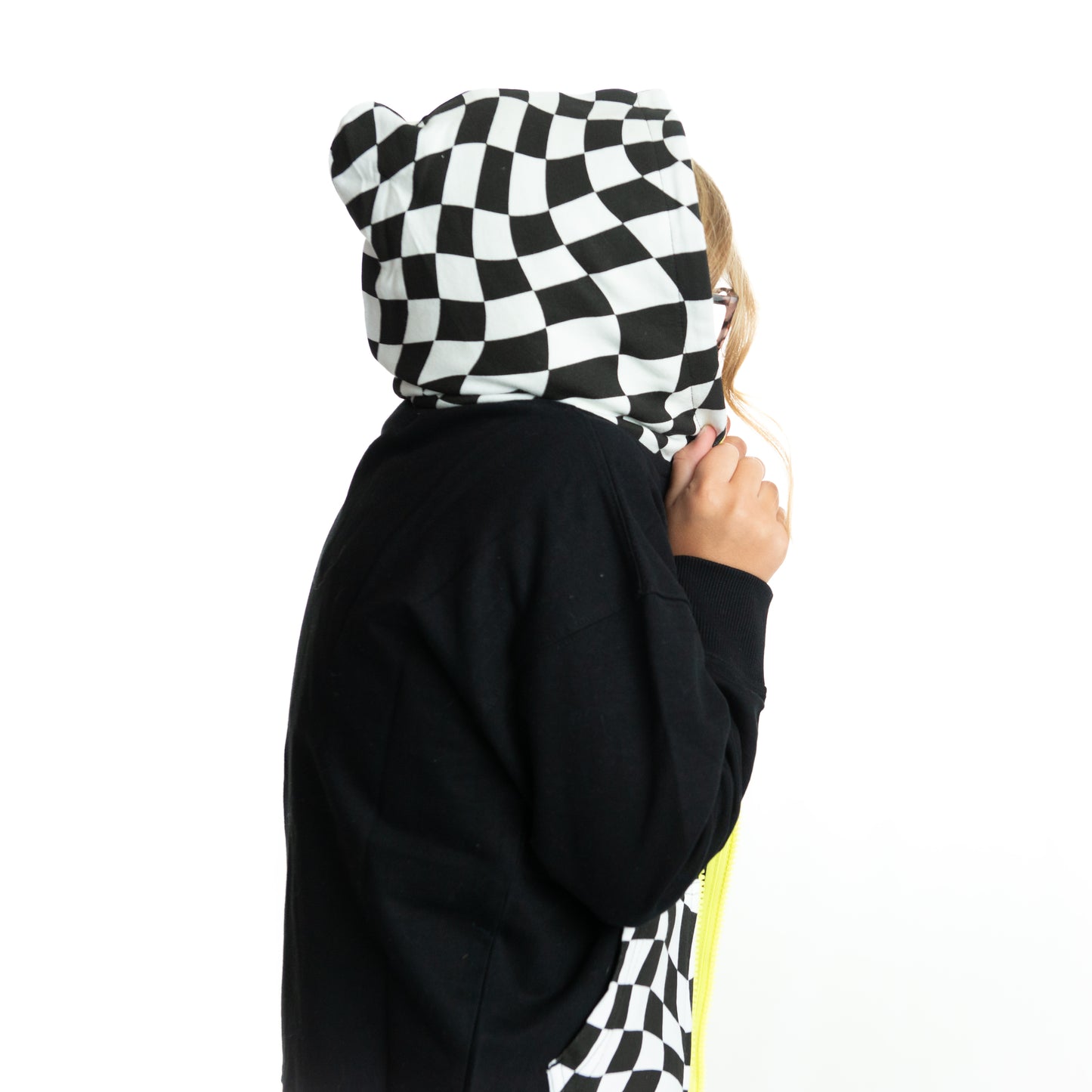 Customizable Zip Hoodie - Black Checker