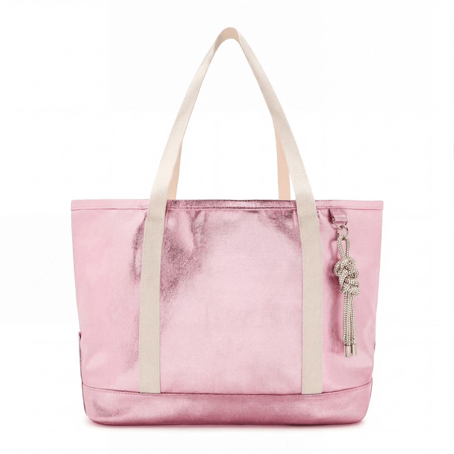 Personalized Kids Tote Bag with Patches Pink Metallic Canvas