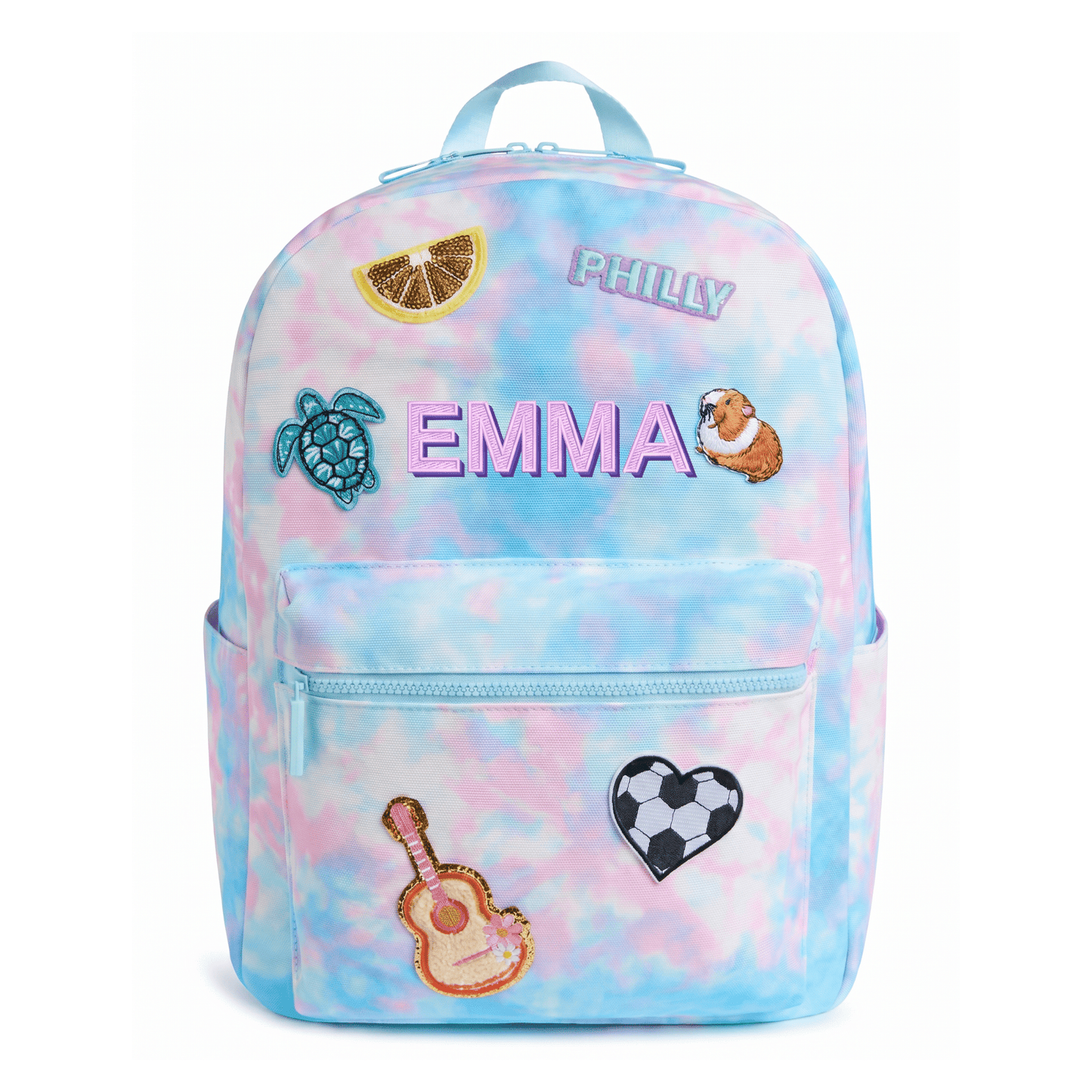 Pink & Blue Tie Dye Personalized Kids Backpack - Large