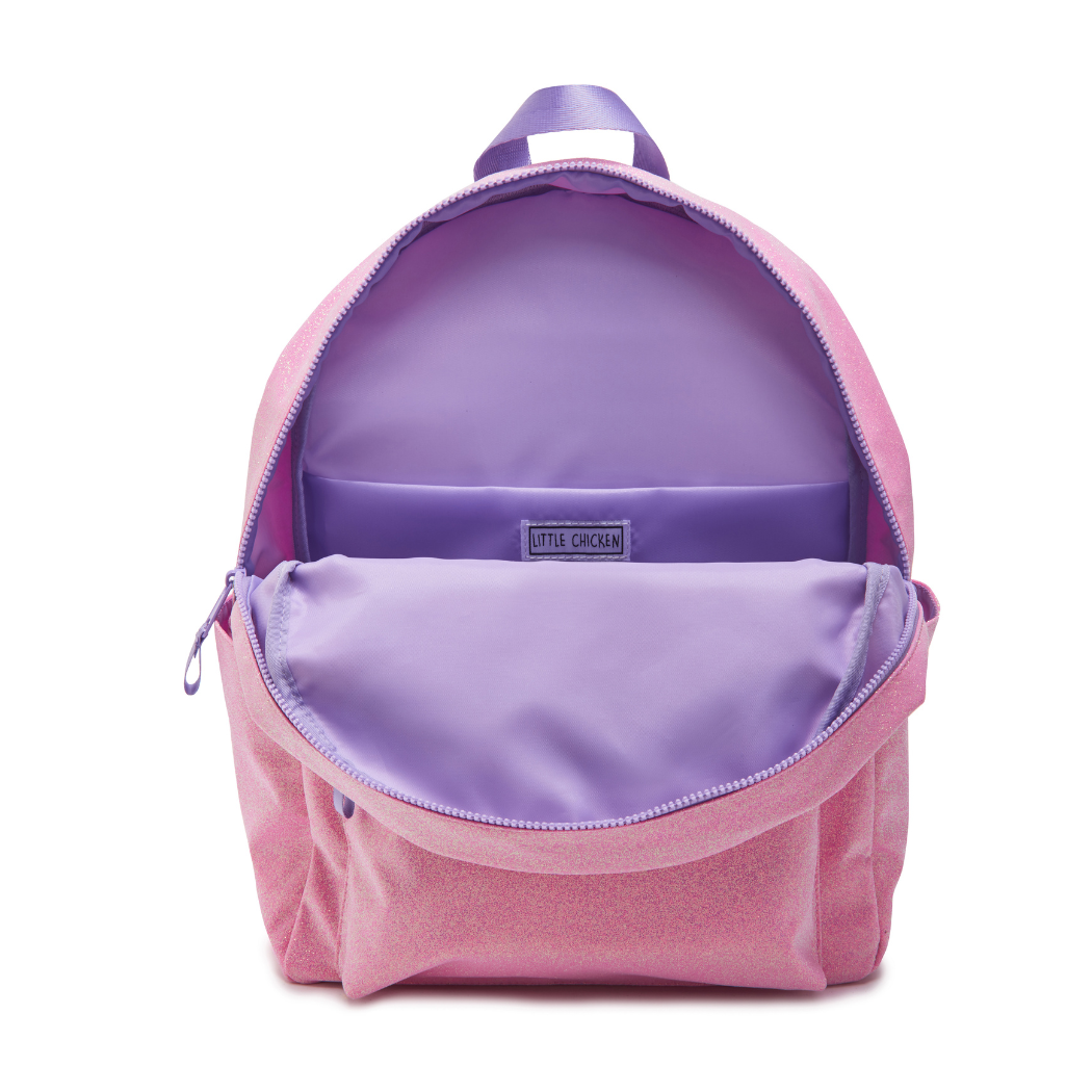 Customizable Kids Backpack -Pink Glitter With Patches
