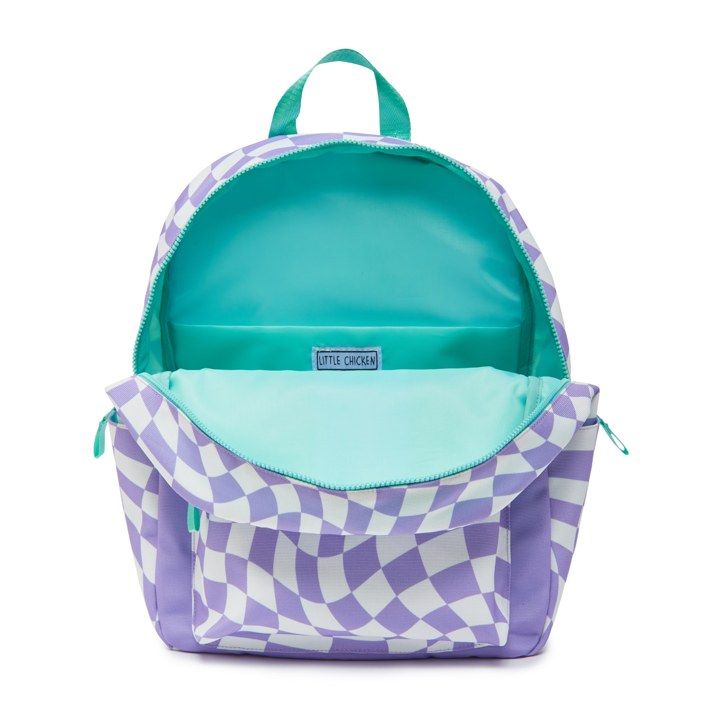 Customizable Backpack With Patches- Purple Checkered