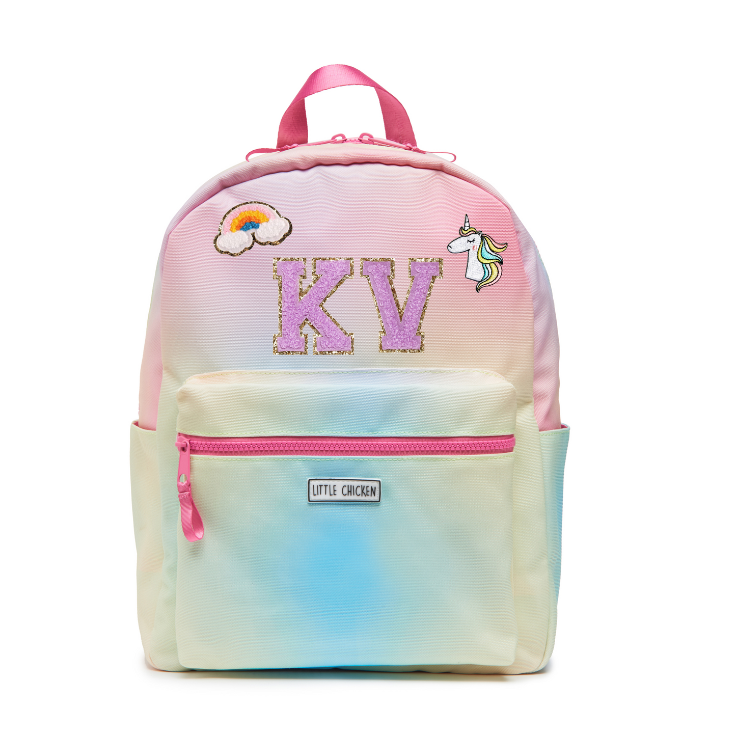 Small Patched Customizable Backpack- Hazy Rainbow