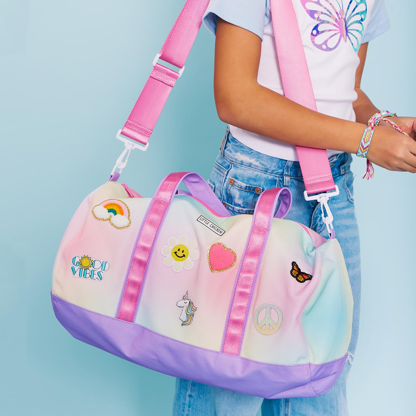 Customizable 6 PATCH Rainbow Duffle Bag