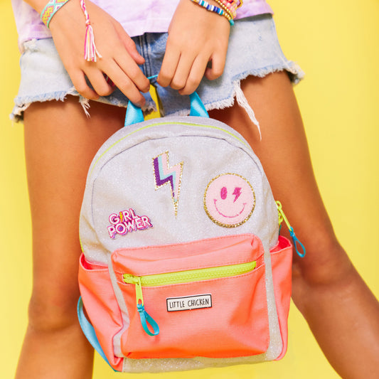 Custom Mini Backpack -Silver Glitter