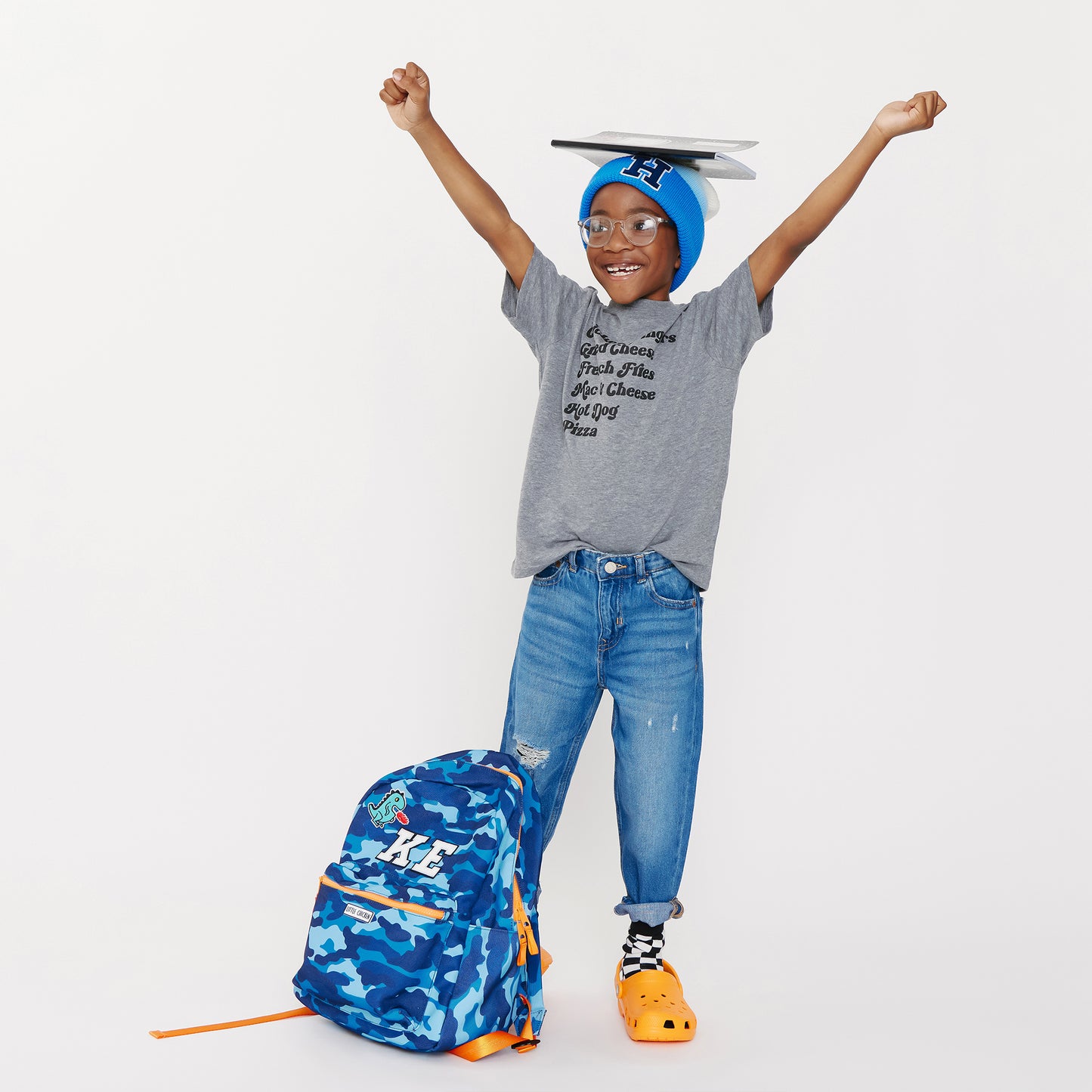 Customizable Backpack - Blue Camouflage With Patches