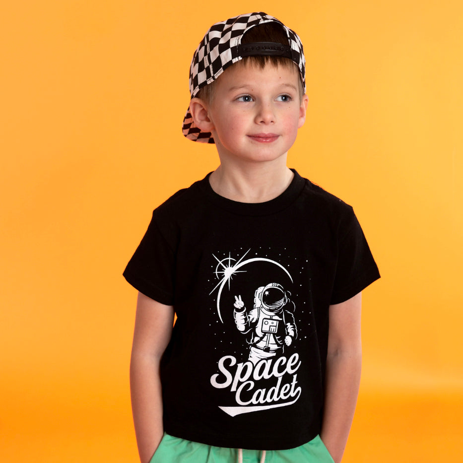 kid wearing a Space Cadet Tee