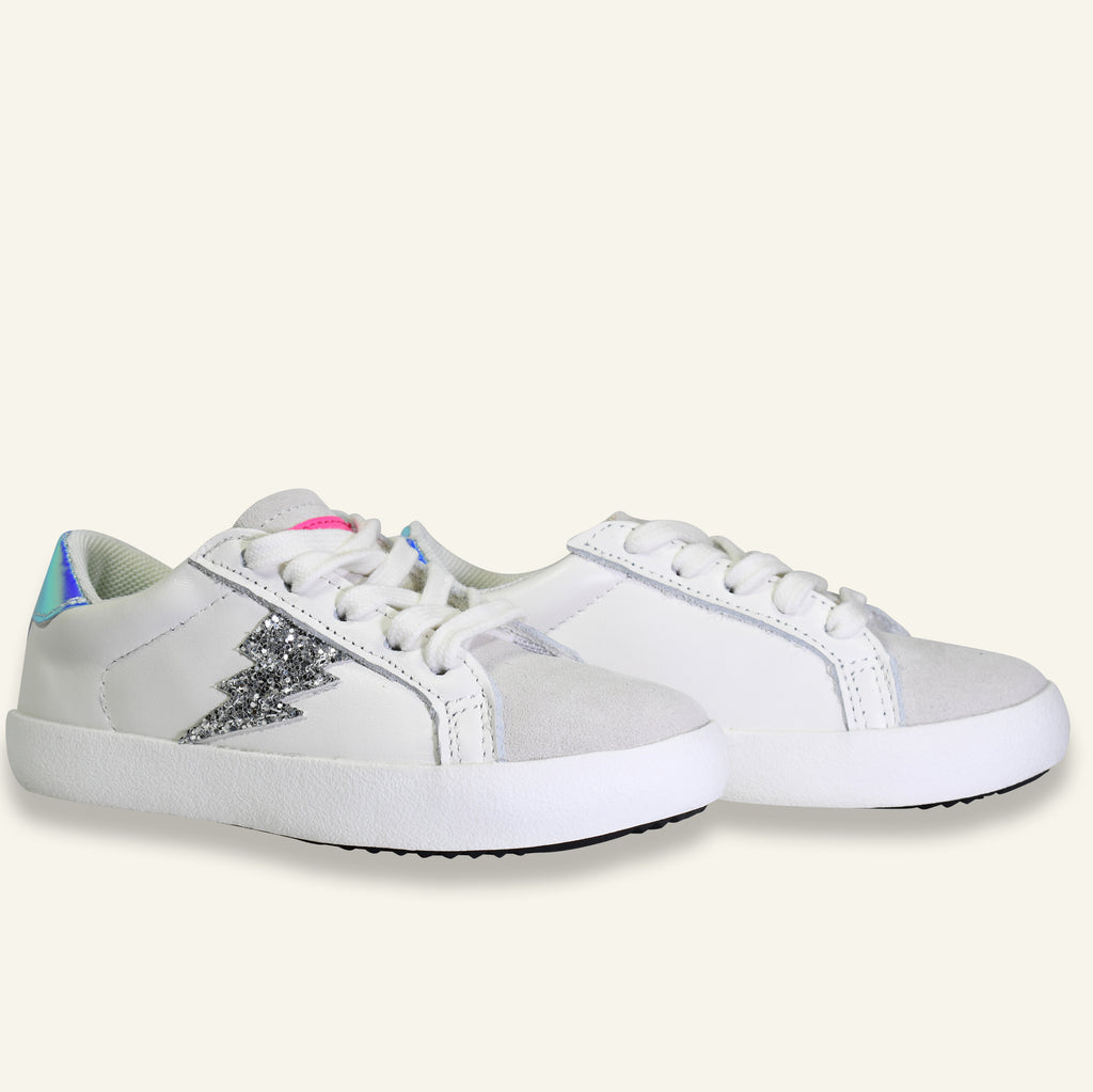 white and silver ziggy sneakers