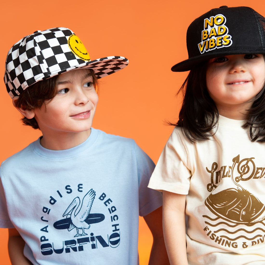 kids wearing personalized hats