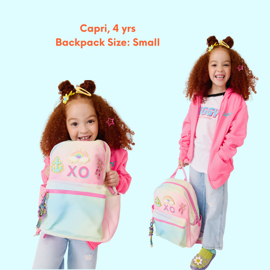 Personalized Pink Rainbow Kids Backpack, Small