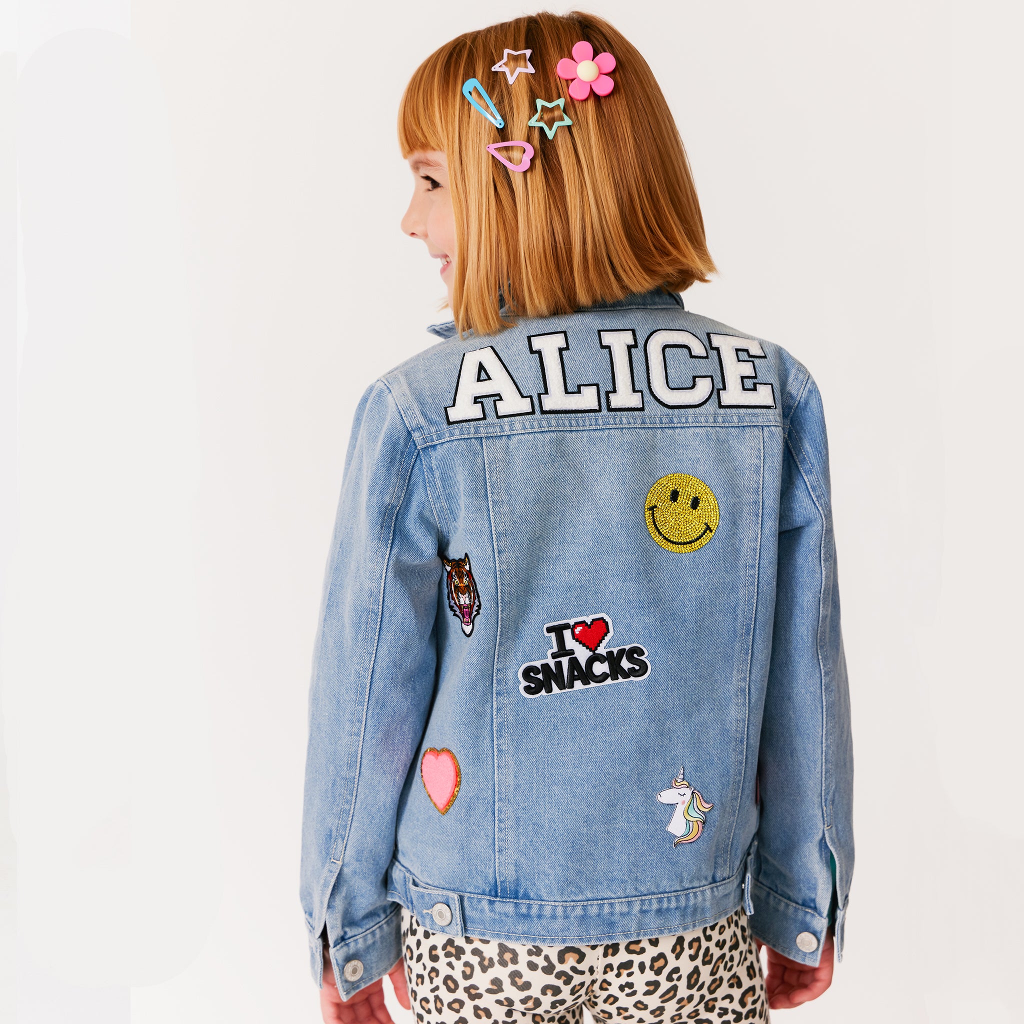 8 Patch Girls Custom Denim Jacket Little Chicken Kids