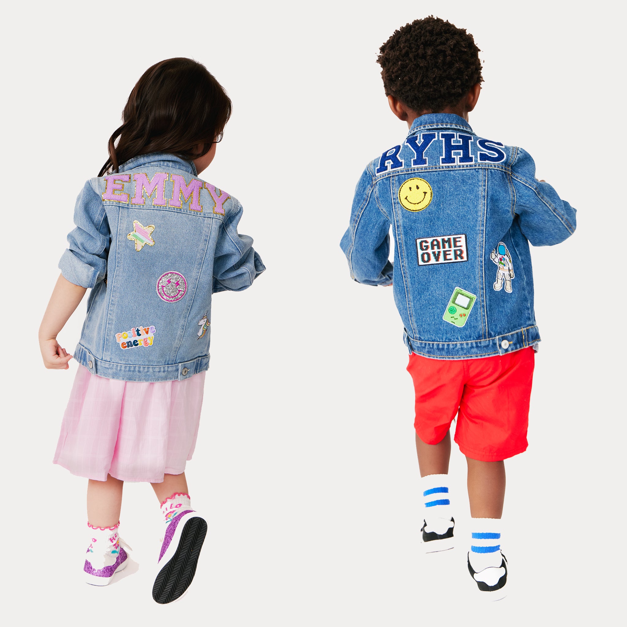 Girls denim jacket with patches best sale