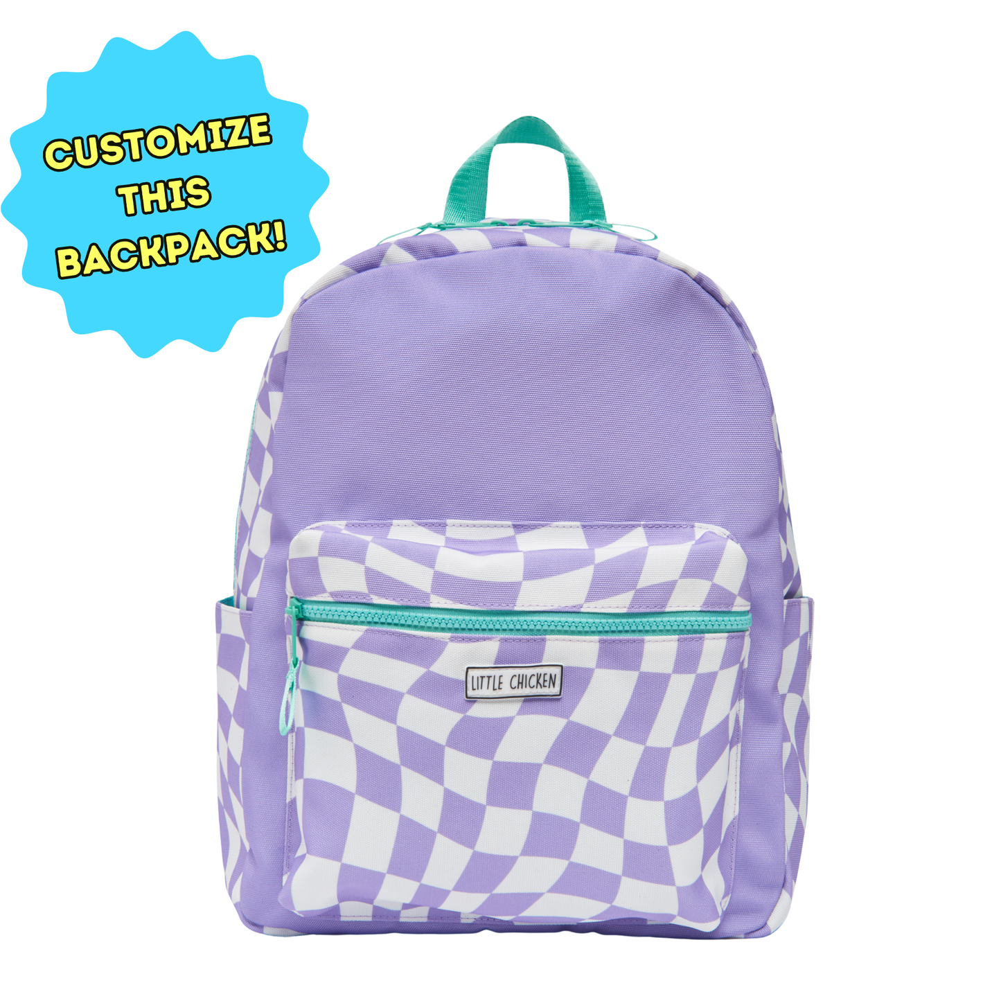 Patched Customizable Backpack- Purple Checkered