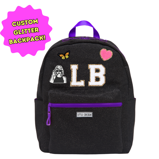 Patched Customizable Backpack - Black Glitter