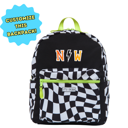 Patched Customizable Backpack  - Black & White Checkered