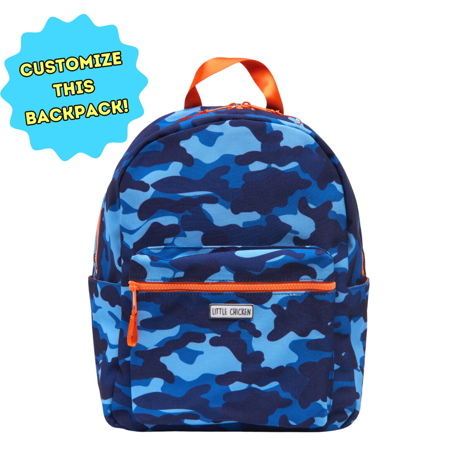 Patched Customizable Backpack - Blue Camouflage