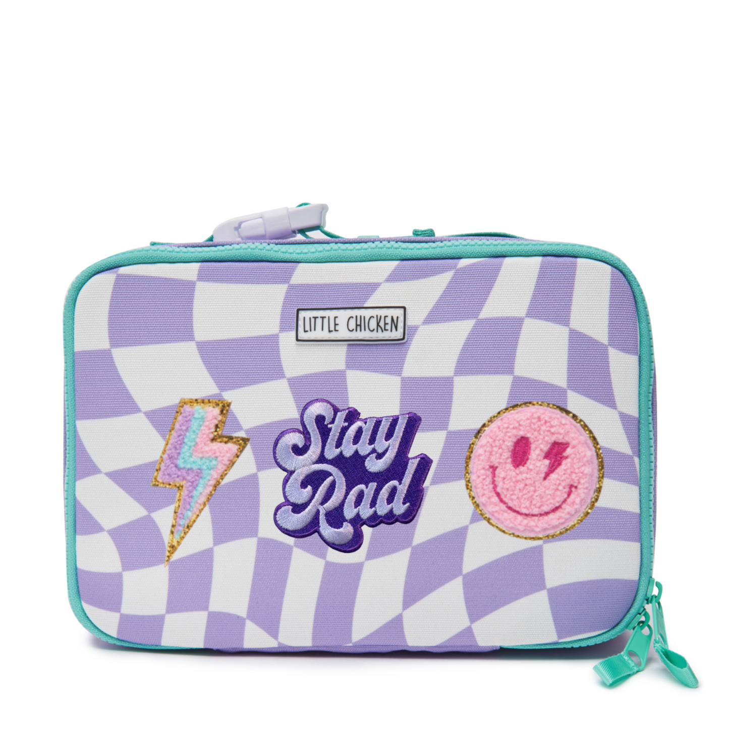 Customizable Lunch Box -  Purple & White Checkered