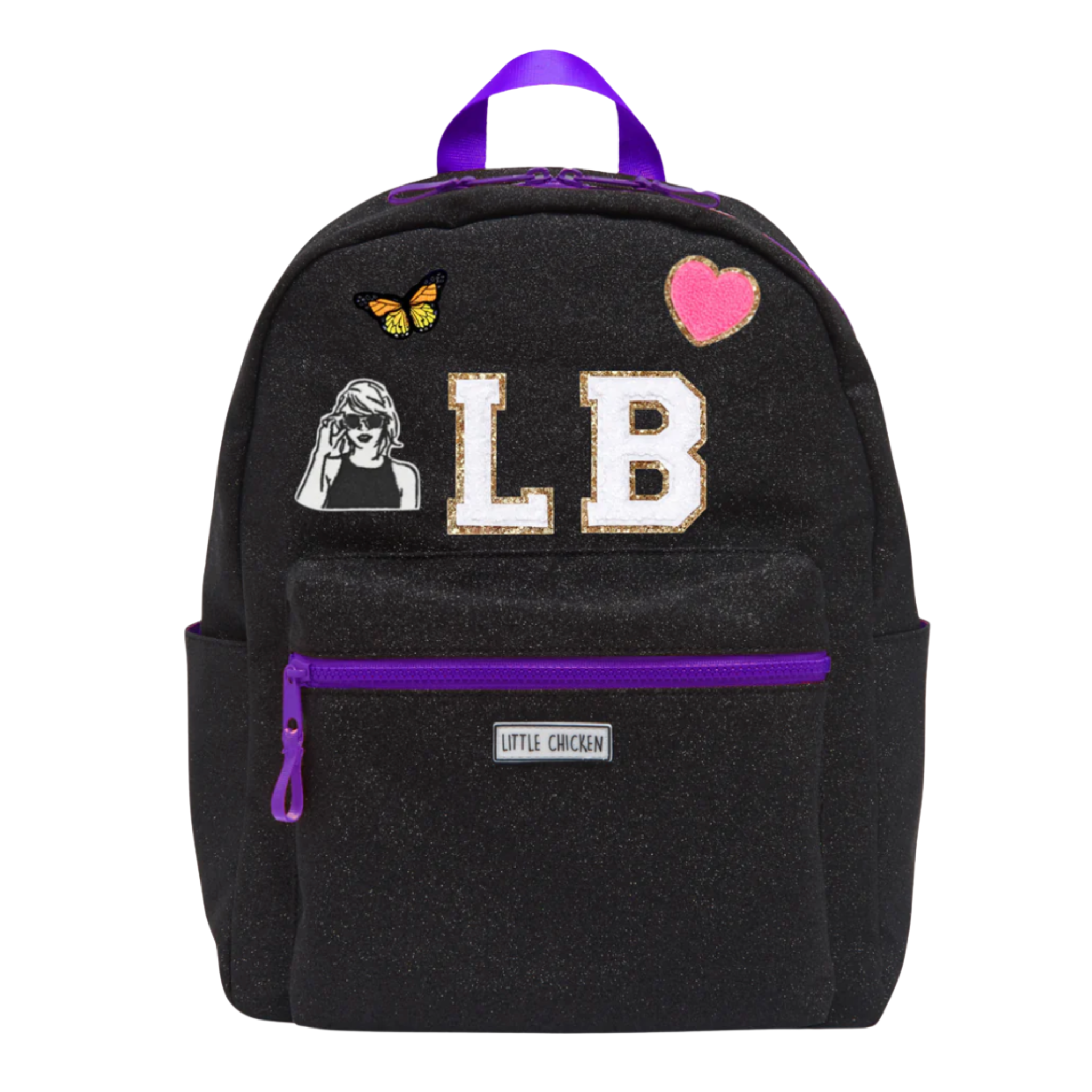 Customizable Backpack - Black Glitter With Patches