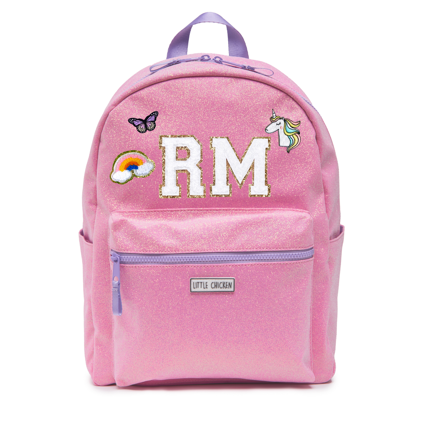 Patched Customizable Backpack - Pink Glitter