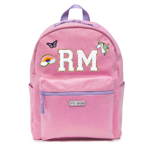 Patched Customizable Backpack - Pink Glitter