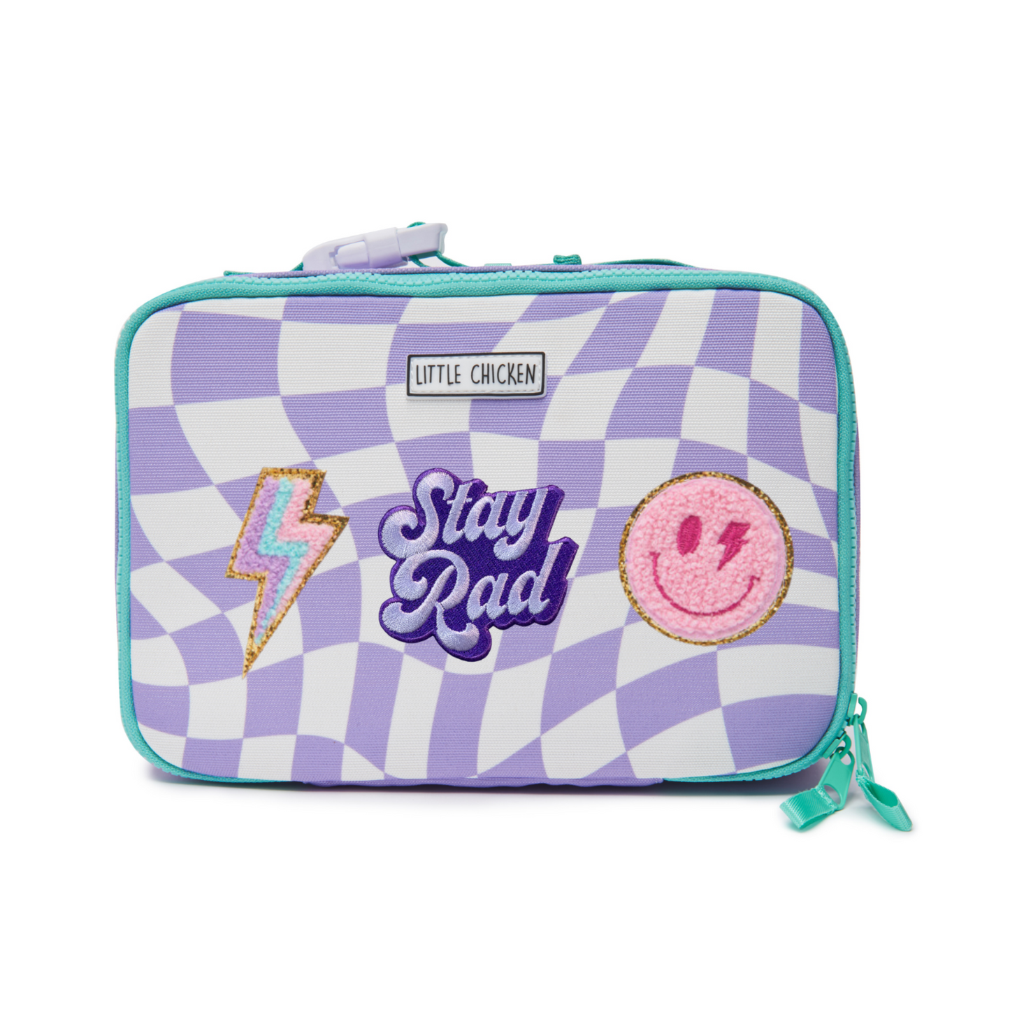 Customizable Lunch Box -  Purple & White Checkered