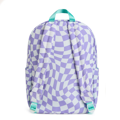 Personalized Purple Checkered Patched Kids Backpack, Large