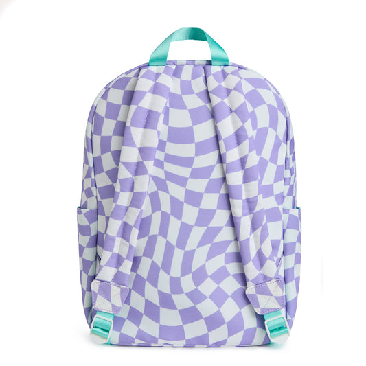 Personalized Purple Checkered Patched Kids Backpack, Large