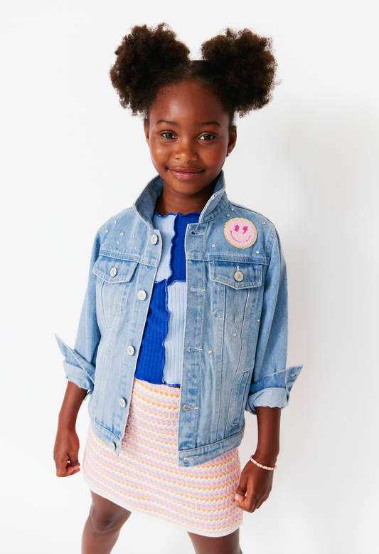 Crystal Patched Denim Jacket - SHIPS THE NEXT DAY!