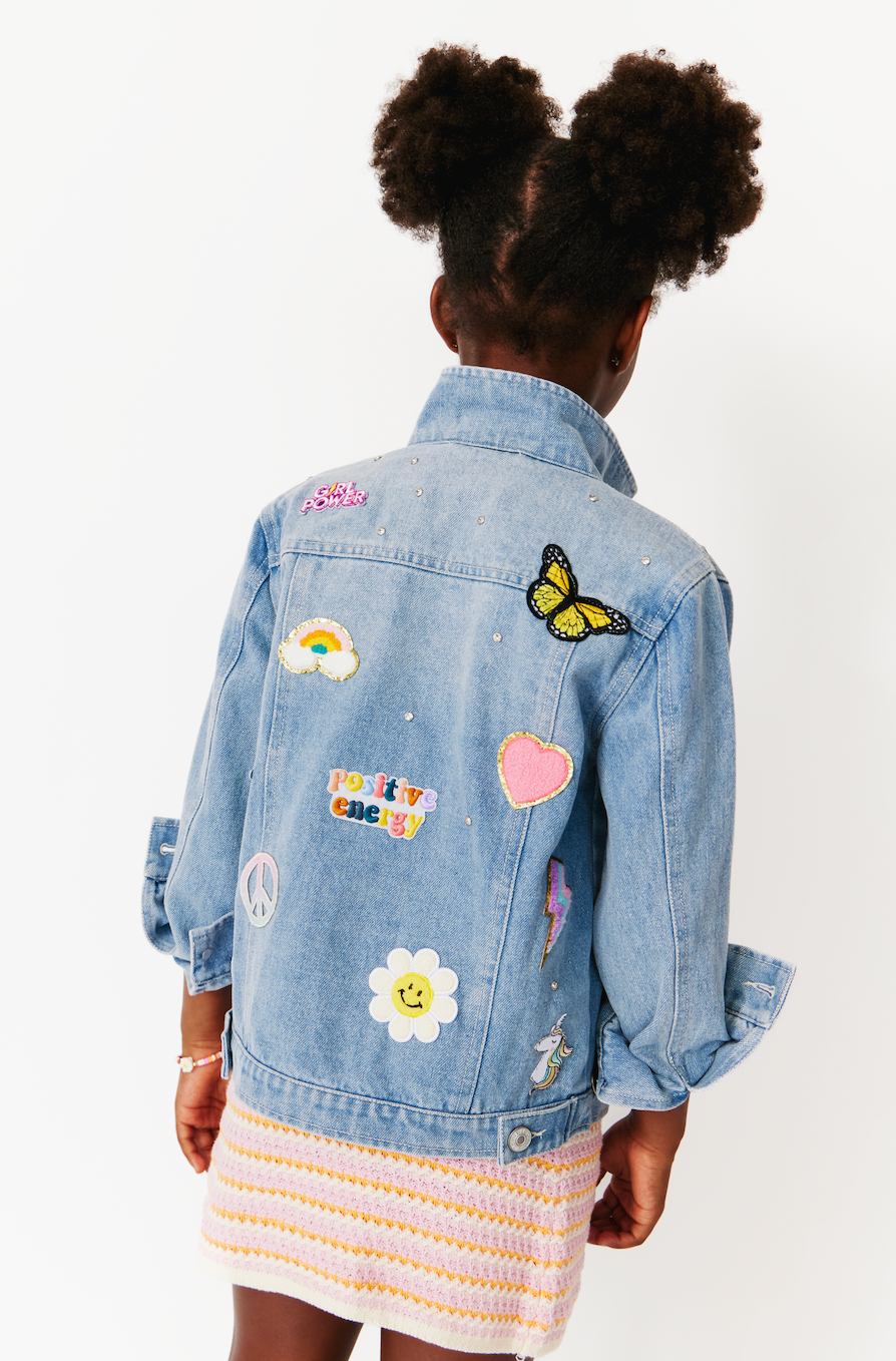 Crystal Patched Denim Jacket - SHIPS THE NEXT DAY!