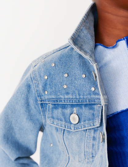 Crystal Patched Denim Jacket - SHIPS THE NEXT DAY!