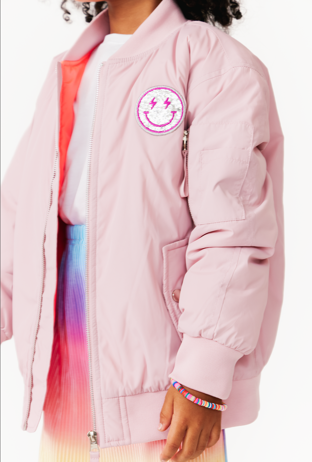 Blush Patched Nylon Bomber - SHIPS THE NEXT DAY!