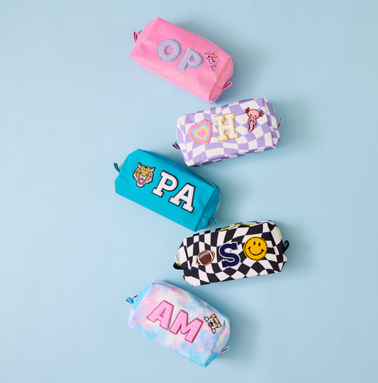 Customizable Pencil Pouch - Lilac Checker