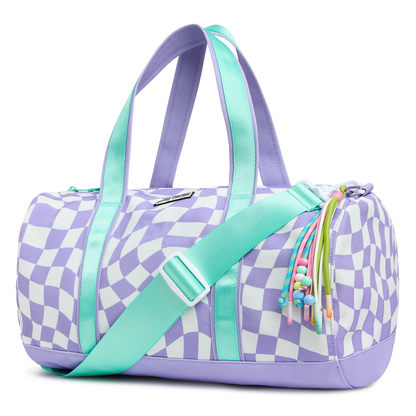 Customizable Duffle Bag - Purple Checker