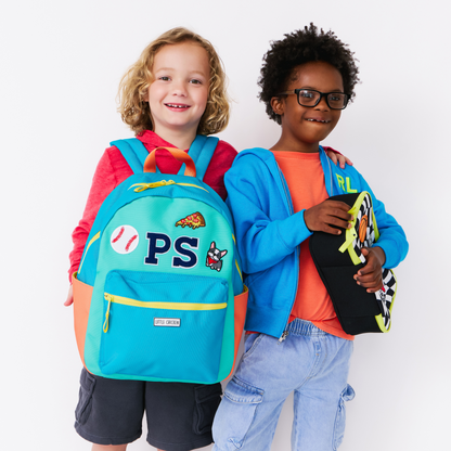 Customized Backpack - Blue Multi Colorblock With Patches