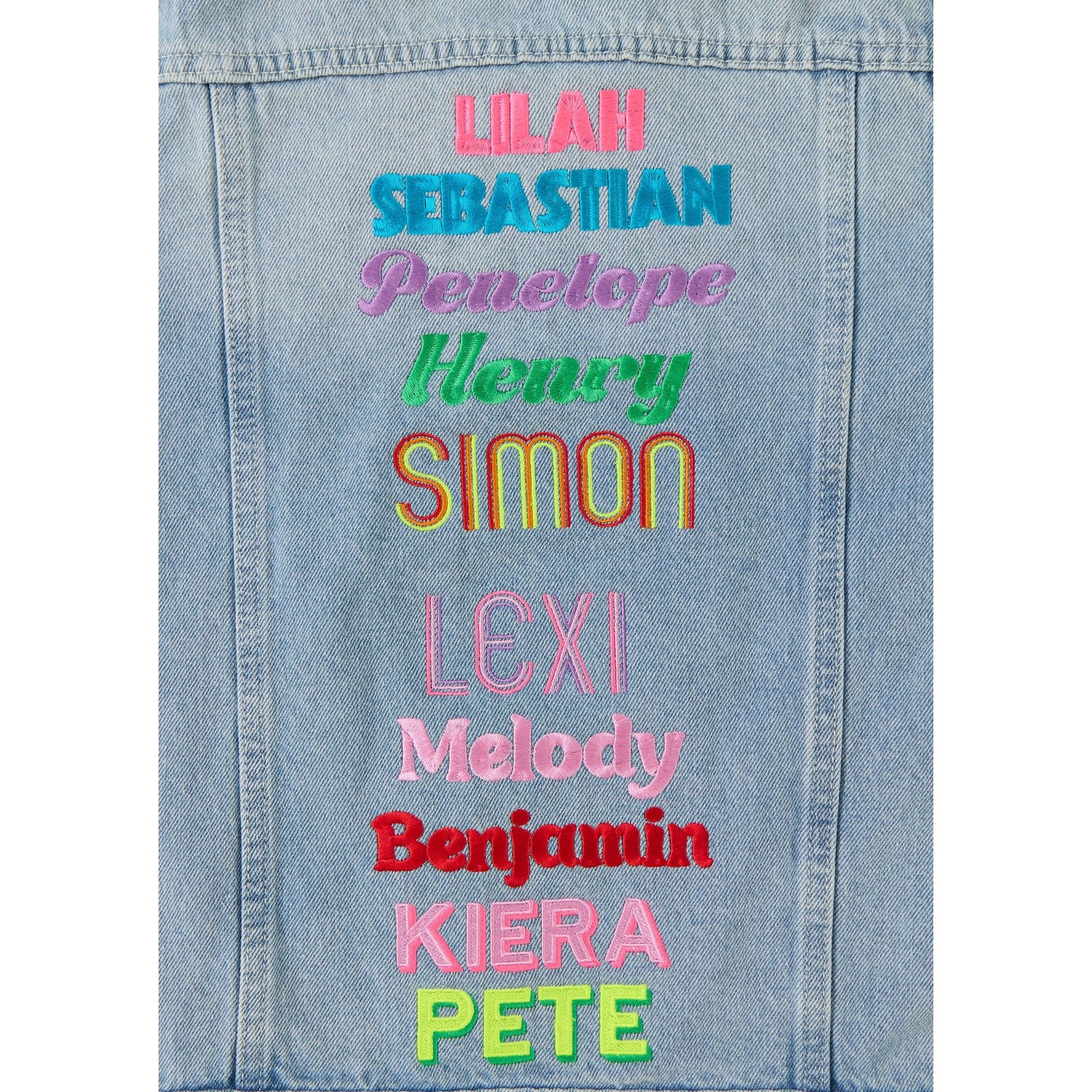 Personalized Kids Denim Jacket – Embroidered Name, Black Wash