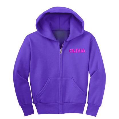 ZIP-UP CUSTOMIZABLE HOODIE SWEATSHIRT, Purple