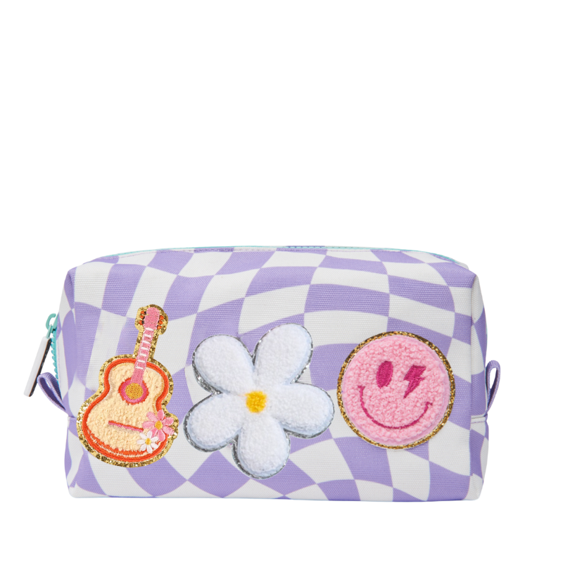Customizable Pencil Pouch - Lilac Checker