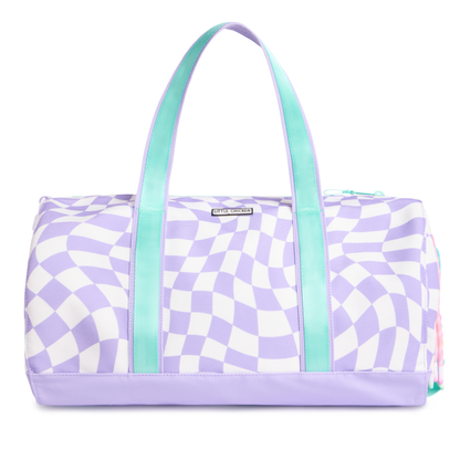 Customizable Duffle Bag - Purple Checker