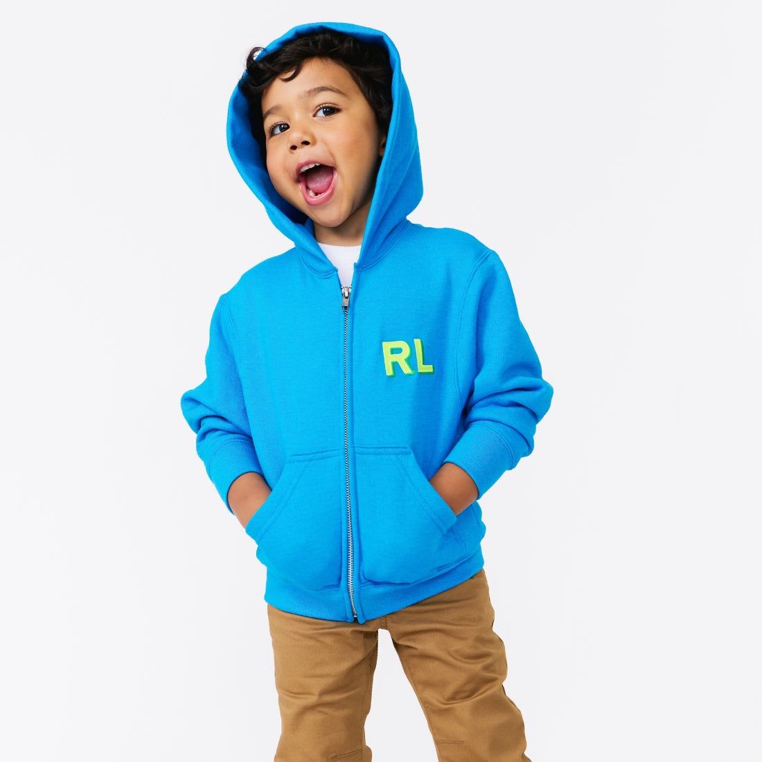 ZIP-UP CUSTOMIZABLE HOODIE SWEATSHIRT, Bright Blue