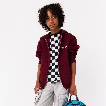 ZIP-UP CUSTOMIZABLE HOODIE SWEATSHIRT, Maroon