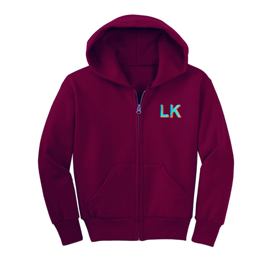 ZIP-UP CUSTOMIZABLE HOODIE SWEATSHIRT, Maroon
