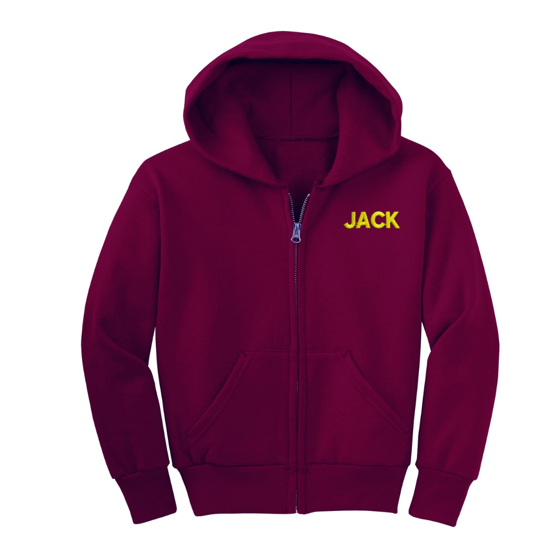 ZIP-UP CUSTOMIZABLE HOODIE SWEATSHIRT, Maroon