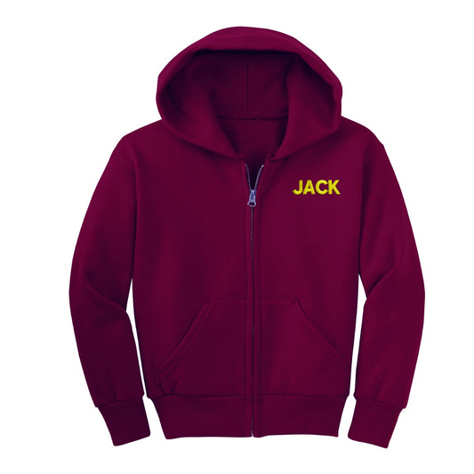 ZIP-UP CUSTOMIZABLE HOODIE SWEATSHIRT, Maroon