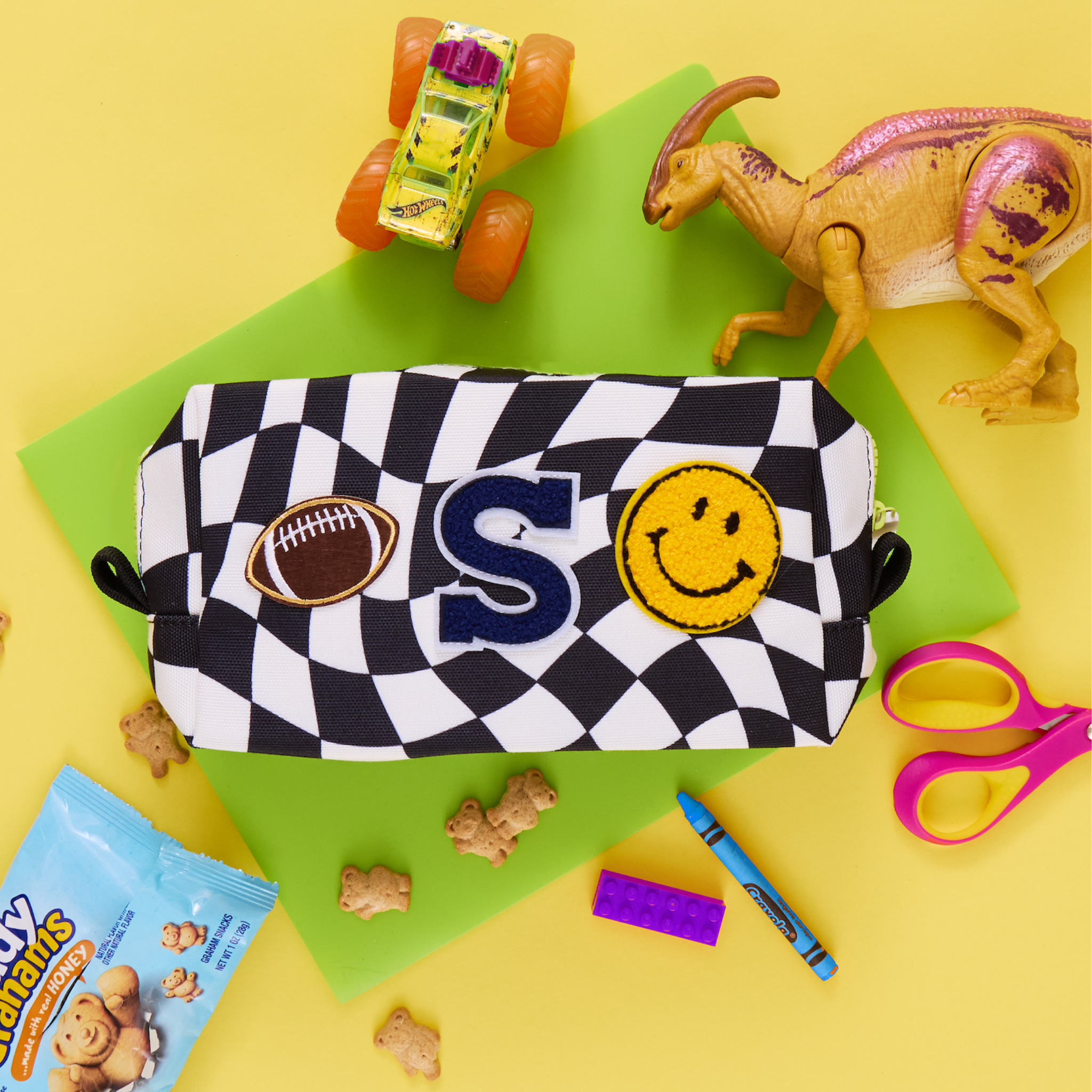 Customizable Pencil Pouch - Black & White Checker